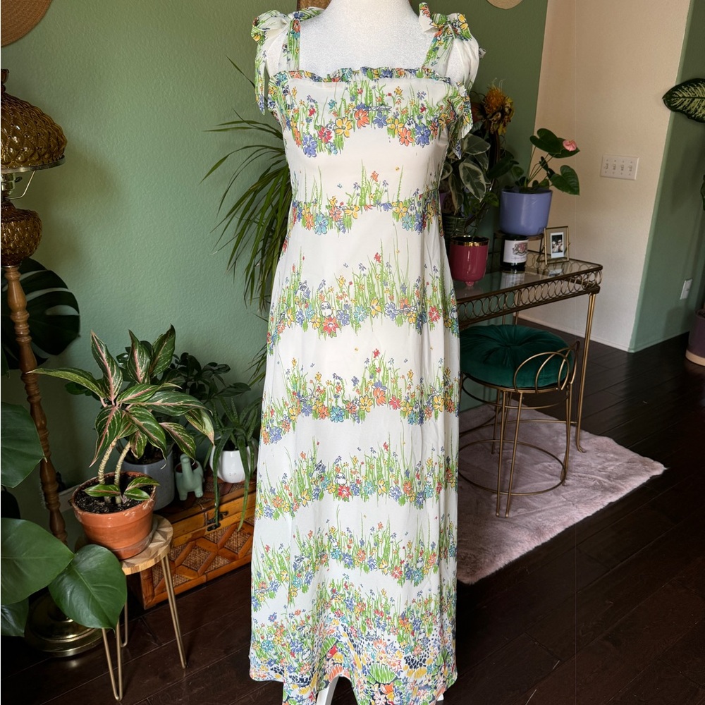 Modcloth * White with Multicolor Print Cute Critters Sundress * SZ S
